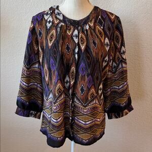 Apparenza Bohemian Patterned Blouse Size Medium